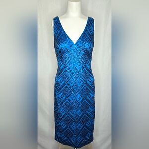 Vince Camuto Sequin‎ Geometric Art Deco Formal Dress Blue 8 NWOT